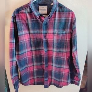 Weatherproof Vintage Men's Classic Long Sleeve Plaid Flannel Button Down Shirt L
